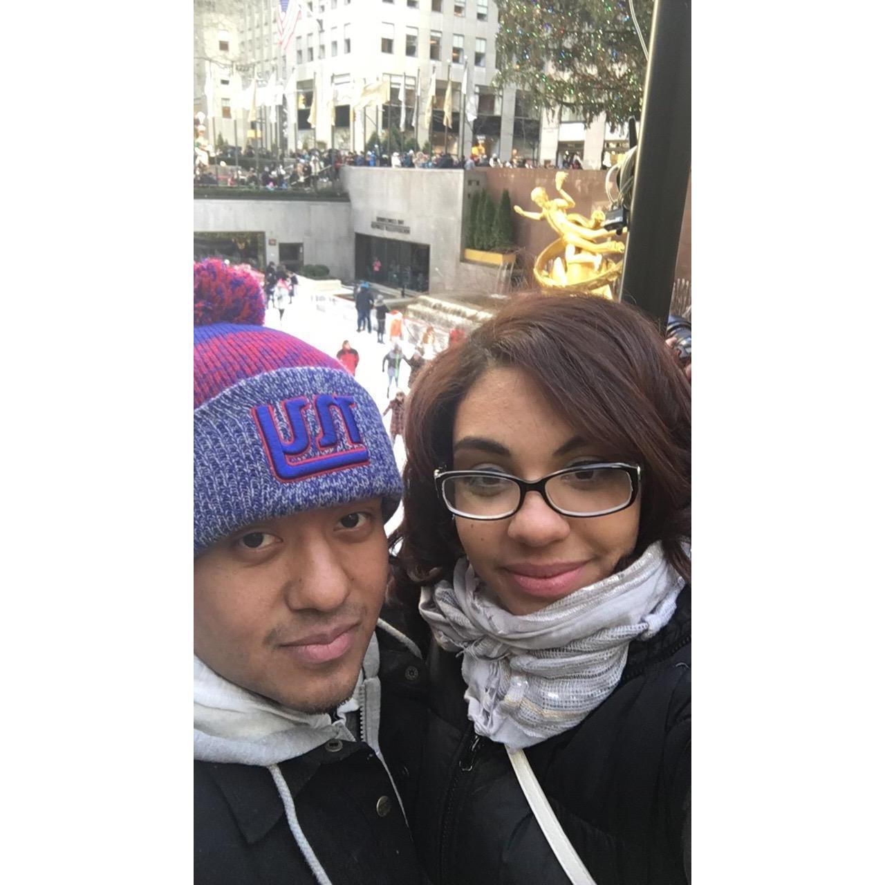 Our first time at Rockefeller Center together to see the tree.