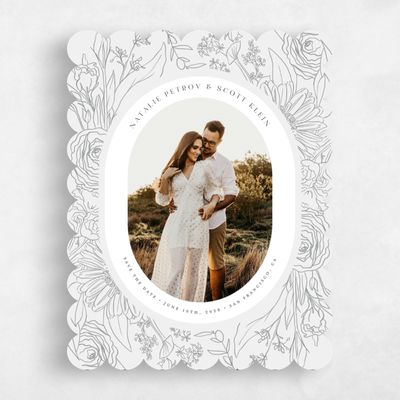 Grey Scalloped Wedding Save the Date - Corentine Photo