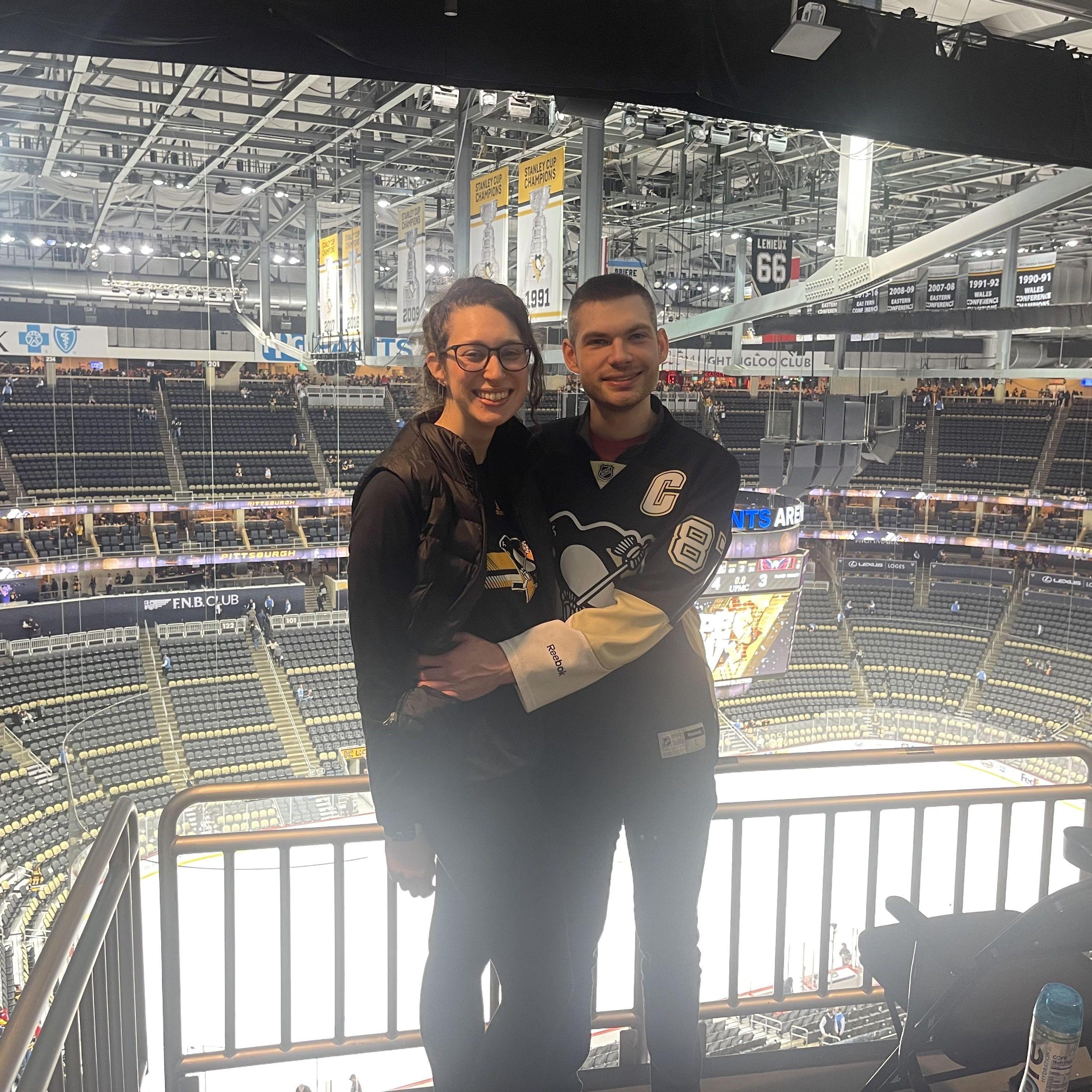 Emily and Matt's first NHL and Pens game together (sorry Philly fans!)