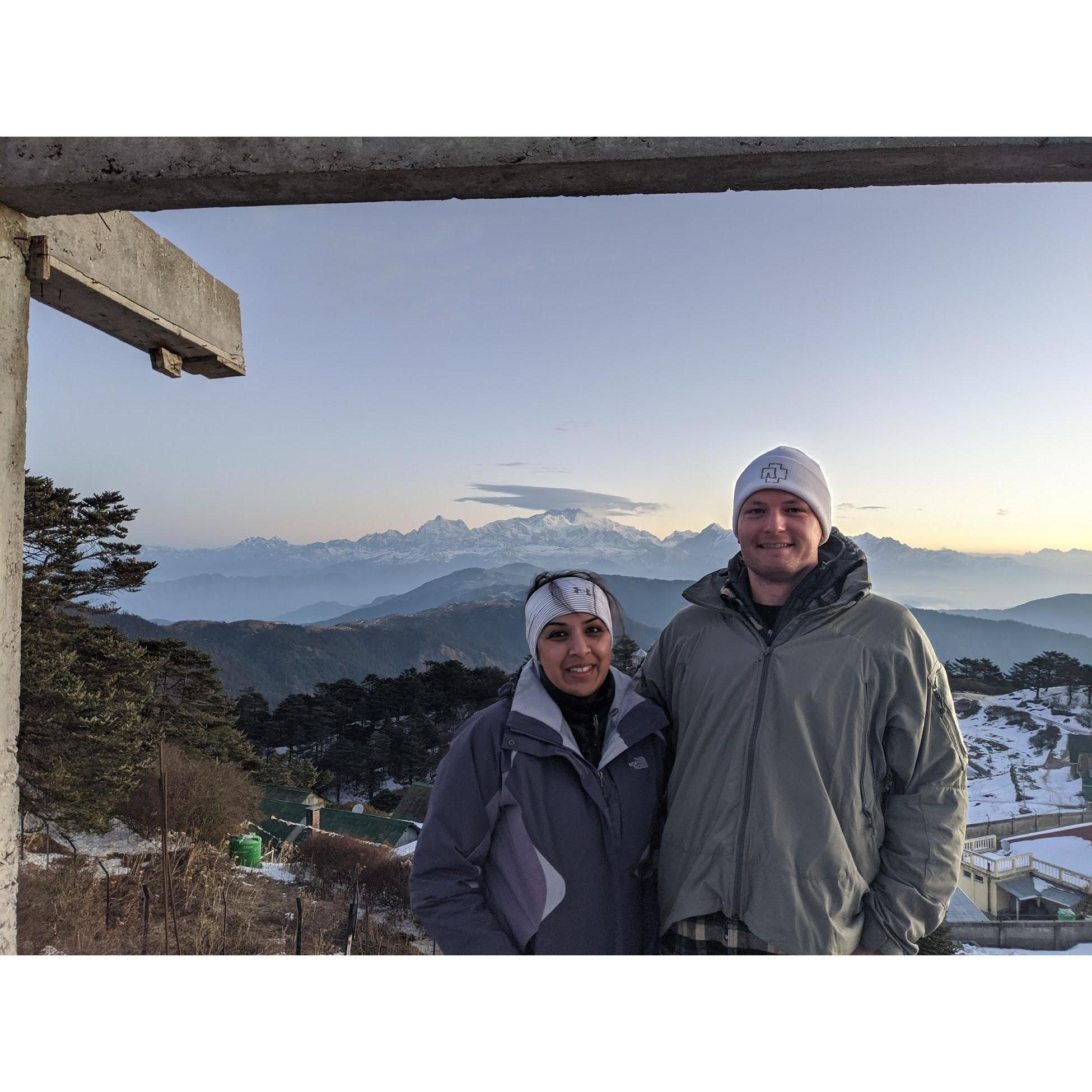 Sunrise at the summit of Sandakphu, Singalia National Park, India (W Bengal) and Nepal border. March 2020.