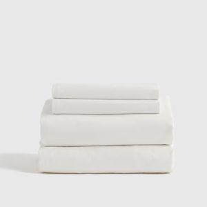 Organic Brushed Cotton Sheet Set in White | Queen