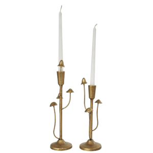 Brass Mushroom Taper Holders, set of 3