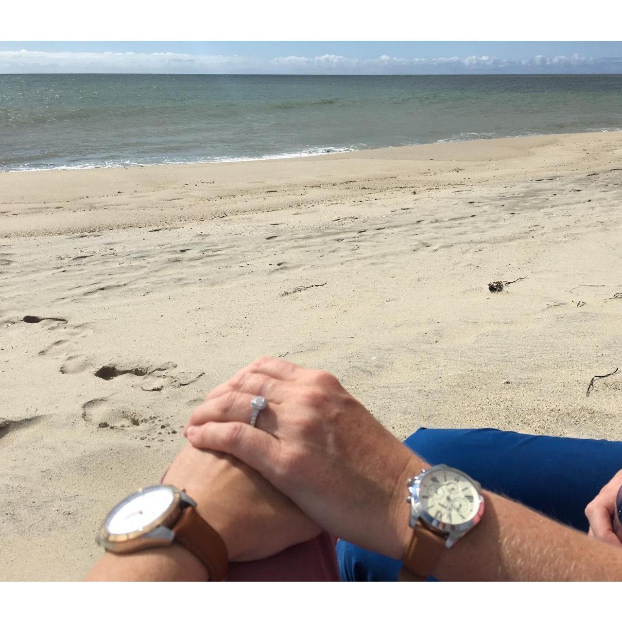 Visiting Cisco beach in Nantucket right after getting engaged.