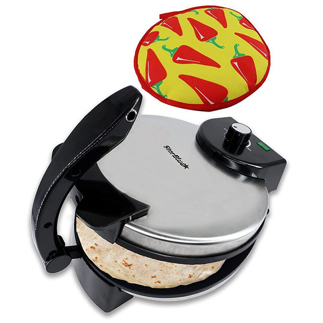 10inch Roti Maker by StarBlue with FREE Roti Warmer - The automatic Stainless Steel Non-Stick Electric machine to make Indian style Chapati, Tortilla, Roti 110-120V 60Hz 1500W