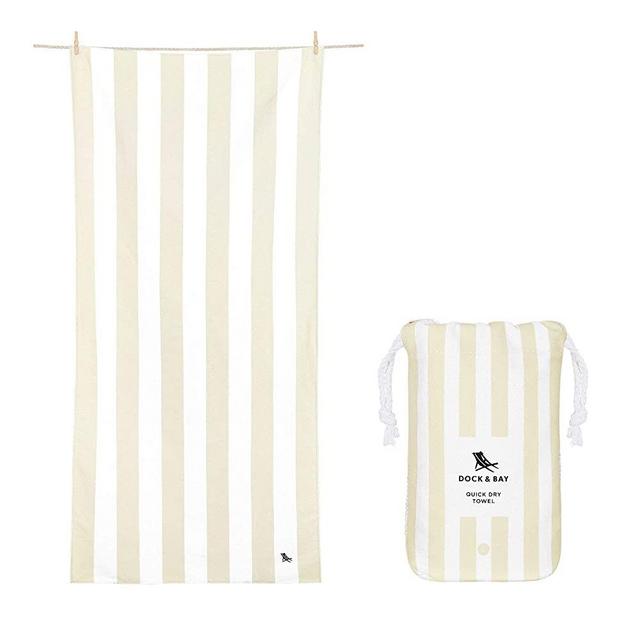 Dock & Bay Beach Towel - for Travel, Swimming, Camping, Holiday - Super Absorbent, Quick Dry, Sand Free - Compact, Lightweight - 100% Recycled Materials - Includes Bag