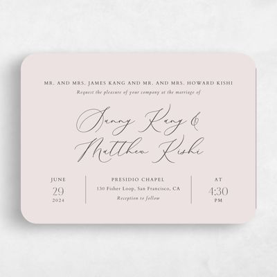 Beige Rounded Wedding Invitation - Niligan Landscape