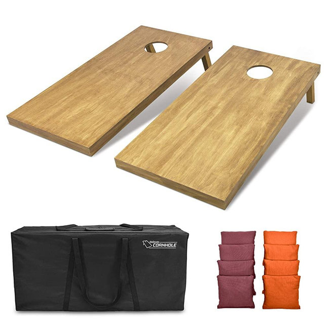 GoSports 4feet x 2feet Regulation Size Wooden Cornhole Boards Set - Includes Carrying Case and Over 100 Optional Bean Bag Colors