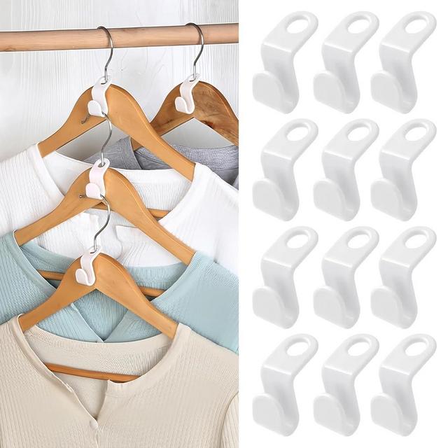 100 PCS Space Saving Hanger - Clothes Hanger Connector Hooks, Stacking Hanger Hooks Space Saver, Plastic Closet Organizers and Storage Hanger Extender for Heavy Duty Cascading Connection Hook (White)