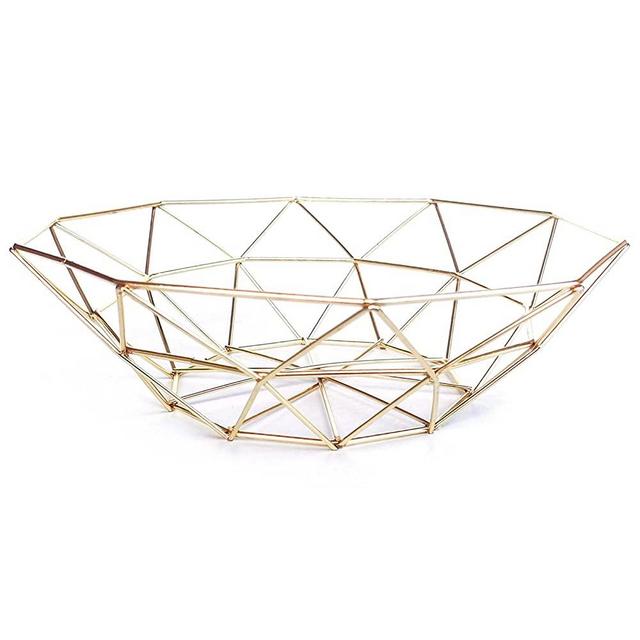 Teetookea Golden Fruit Basket, Metal Wire Fruit Bowl for Kitchen Counter, Countertop, Home Decor, Table Centerpiece Decorative Hold Vegetables, Bread, Snacks, Potpourris