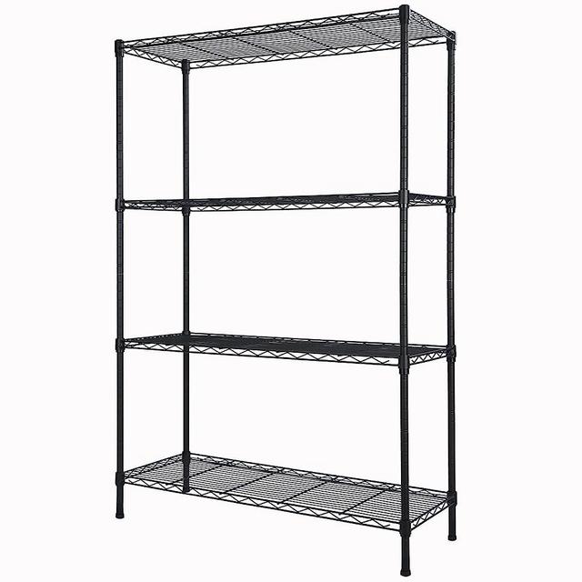 4-Shelf Adjustable Heavy Duty Storage Shelving Unit, Metal Organizer Wire Rack for Laundry Bathroom Kitchen Pantry Closet, Black