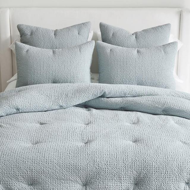 Cloud Blue Vintage Washed Cotton/Linen Comforter, FullQueen