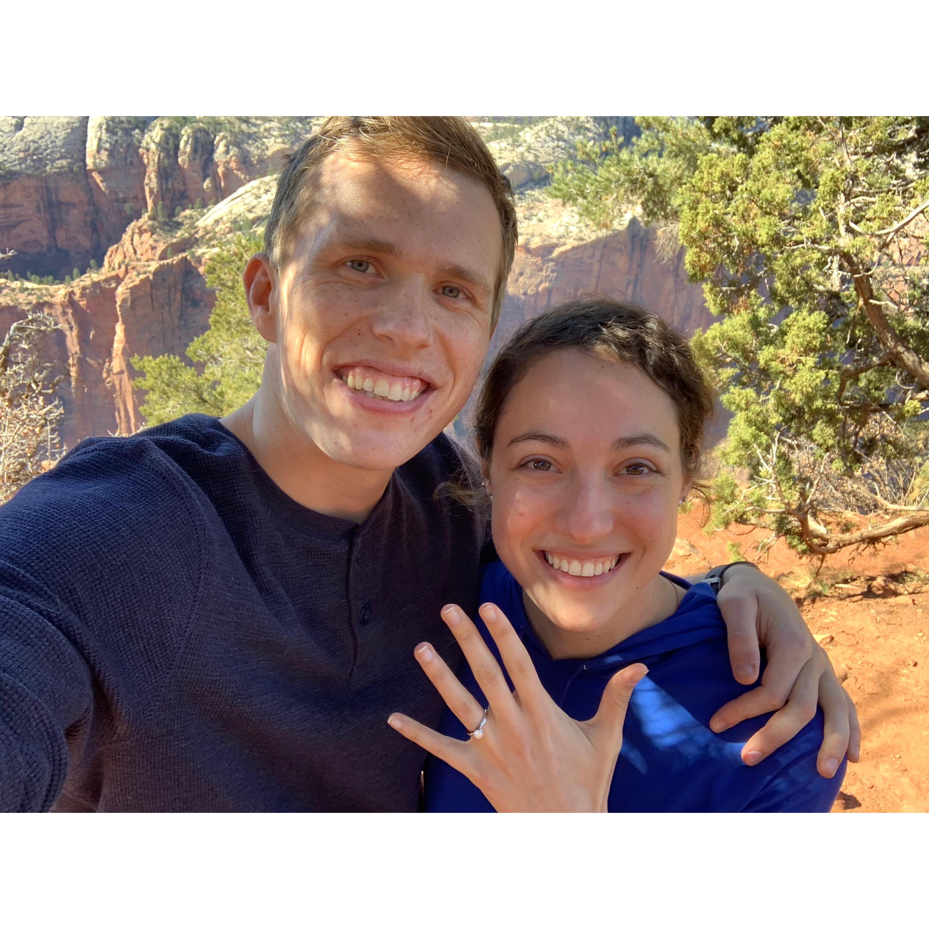 Right after we got engaged in Zion National Park!