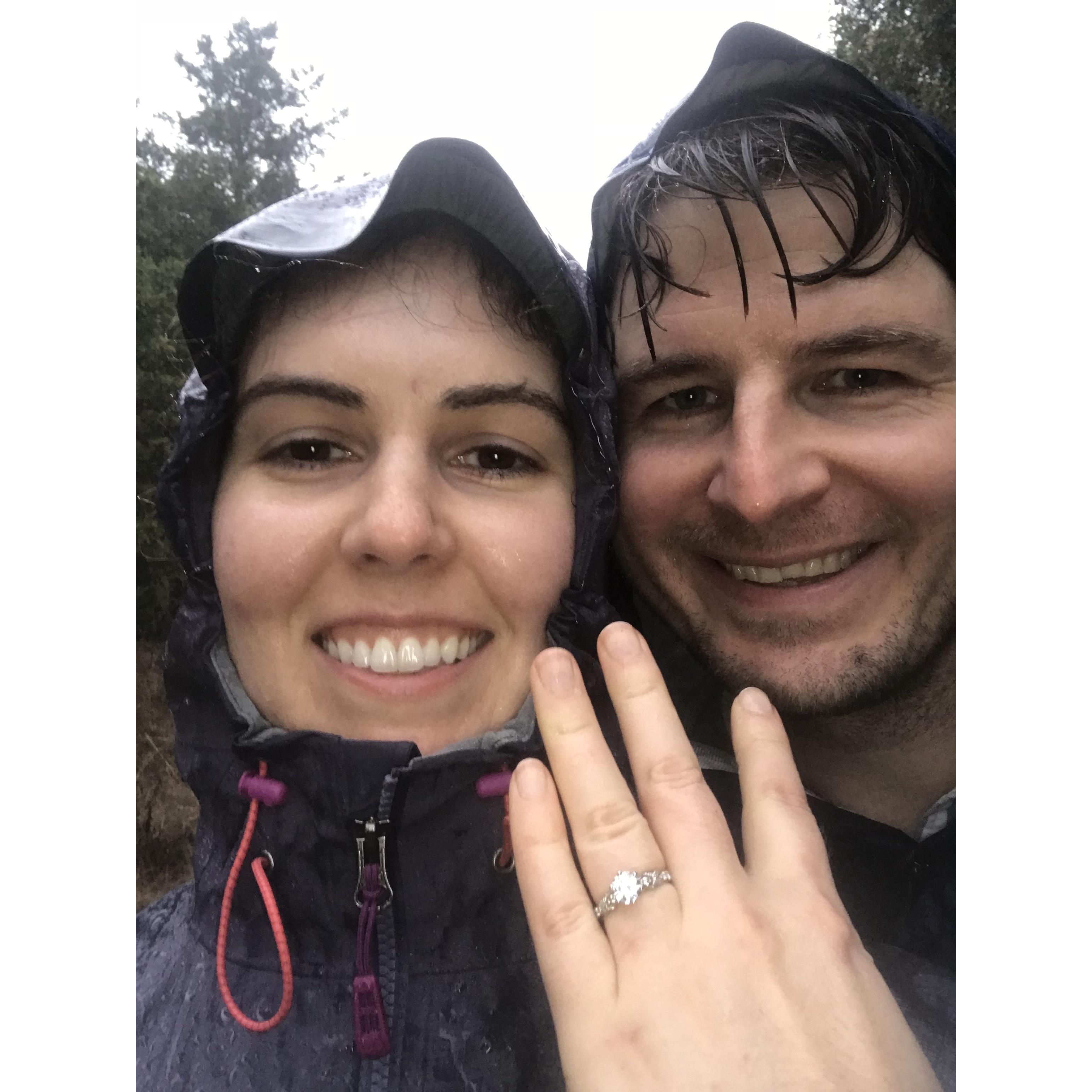 We were engaged on November 23rd, 2018 while on a hike in the rain!