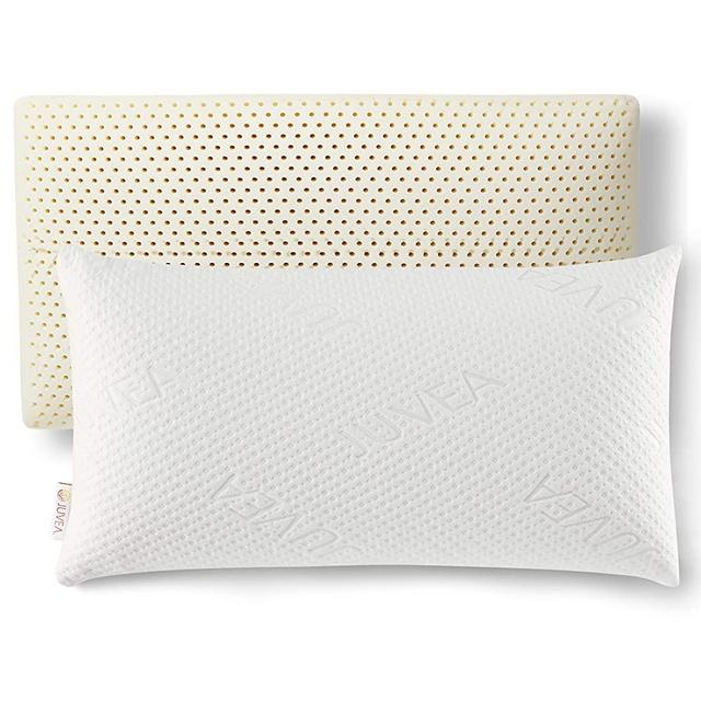 JUVEA – 100% Natural Talalay Latex Pillow – Medium Firmness King High Loft Pillow - Cooling Technology – Machine Washable Organic Cotton Cover – Oeko-TEX Class 1
