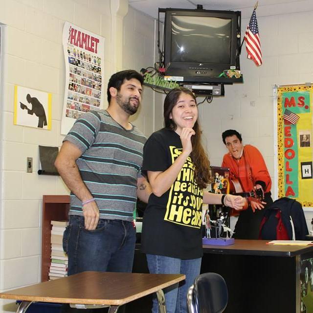 When he surprised me at the place where we first met! This was the moment I realized my friends were holding signs saying "will you marry me?"