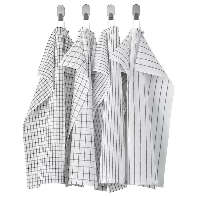 RINNIGDish towel, white/dark gray/patterned18x24 "