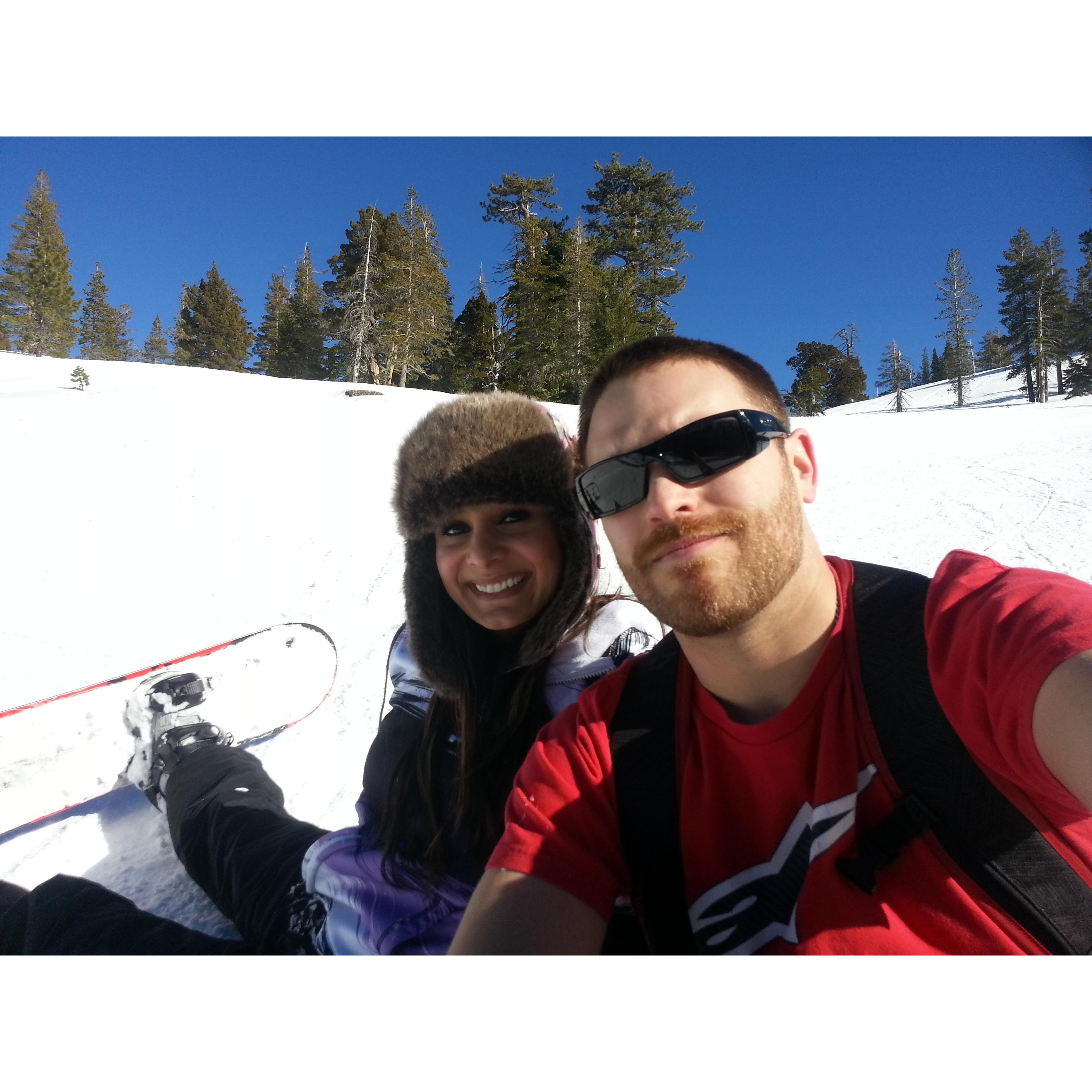 Our first time snowboarding together
