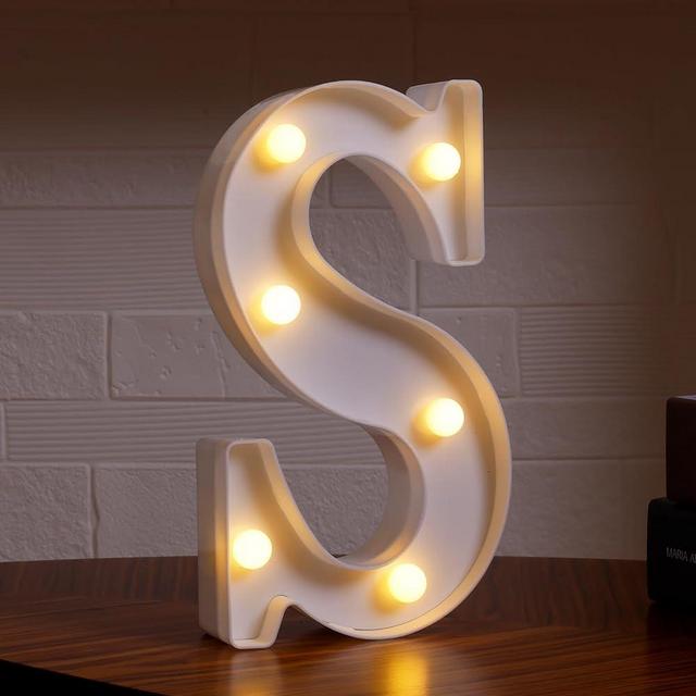 Dyingswan Led Light Up Letters, 26 Alphabet Marquee Letter Lights, Small Letters with Lights, Battery Powered Letter Sign Lights for Party, Table, Wall Decor (Letter S, Warm White)