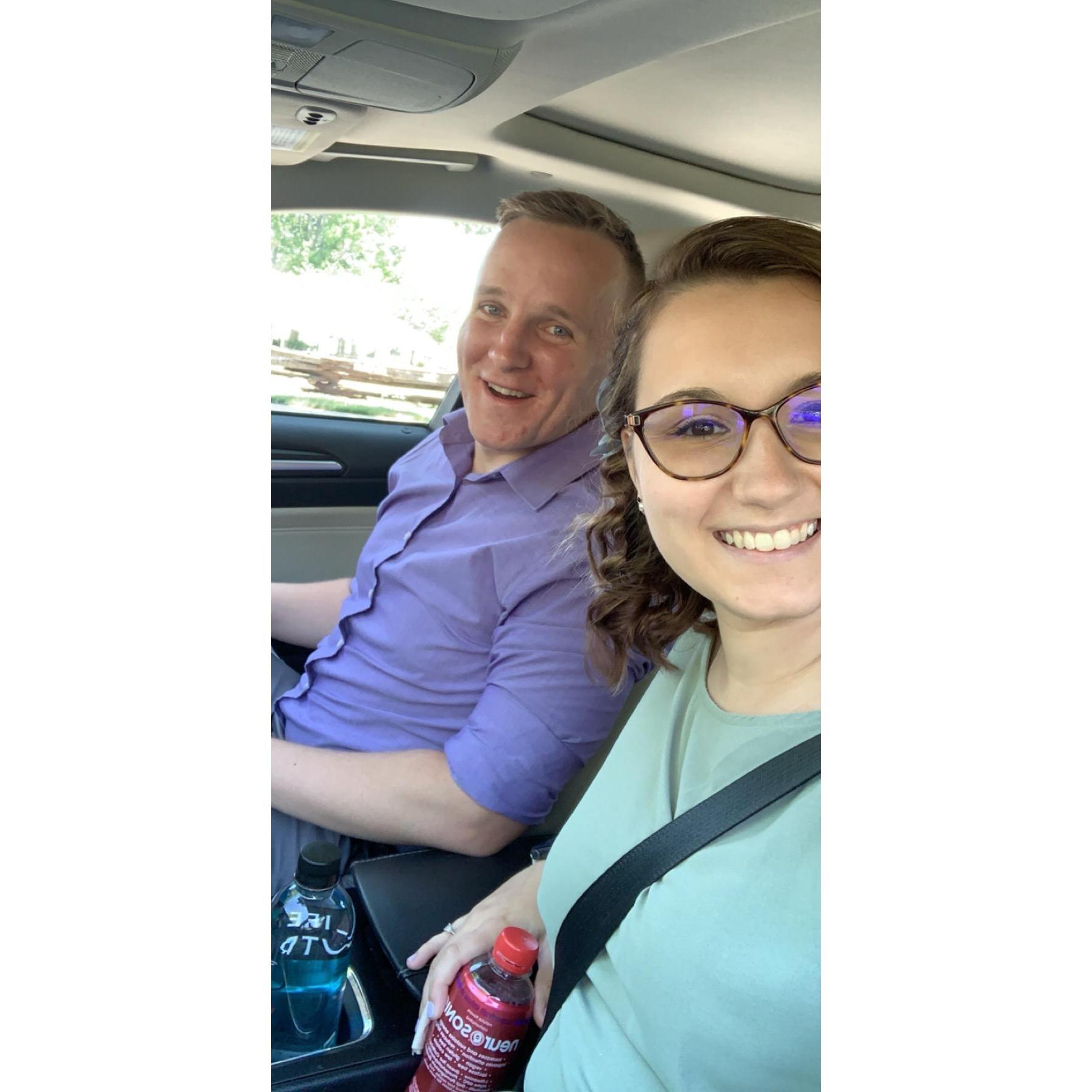 selfie on our way to engagement photos!