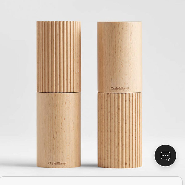 Crate & Barrel Hanno Fluted Salt & Pepper Mill Grinder Set