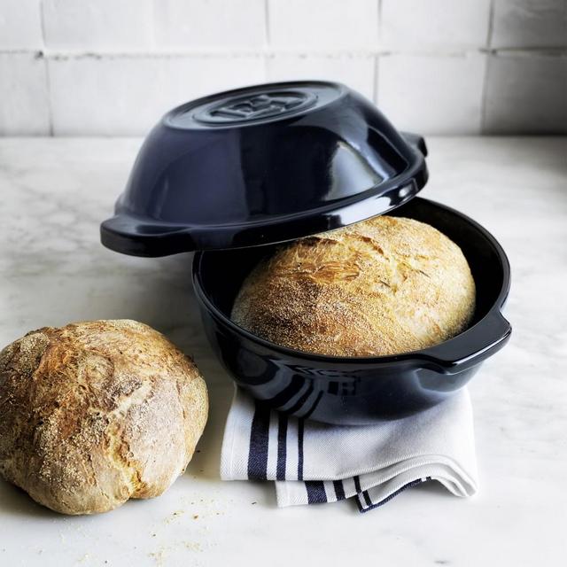 Emile Henry French Ceramic No Knead Bread Pot, Navy