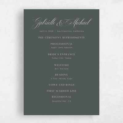 Dark Seaweed, Green Wedding Program - Conques