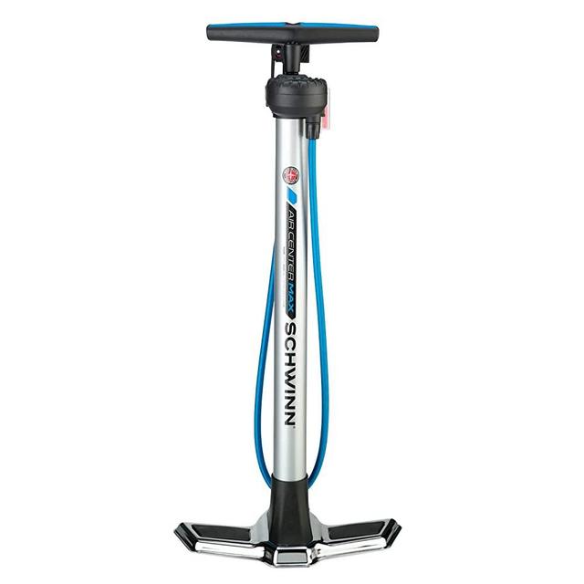 Schwinn Air Center Floor Bike Pump, Guage Fits Schrader and Presta Valve Types, Multiple Colors