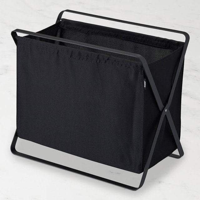 Yamazaki Home Folding Storage Hamper, Black