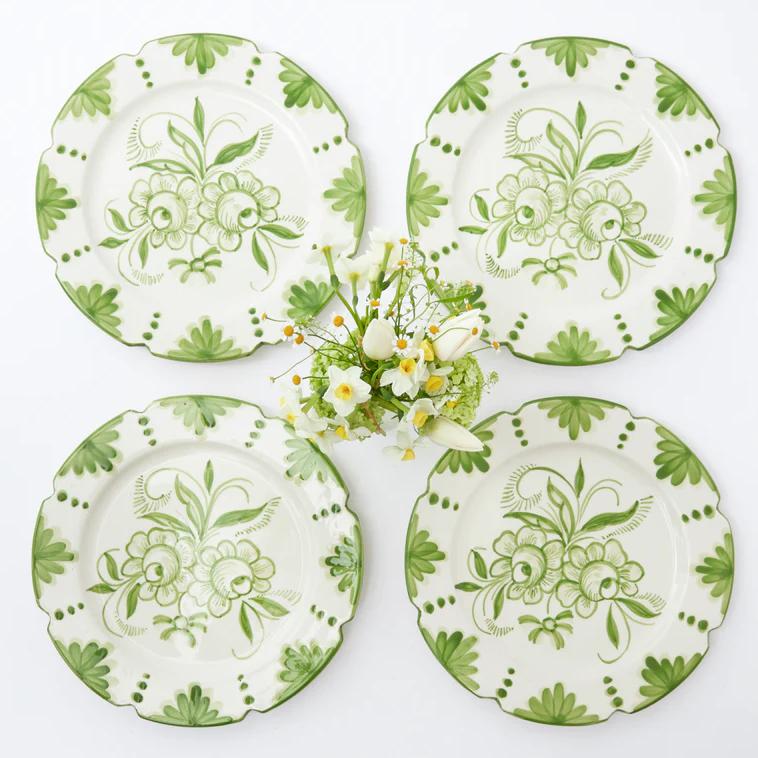 Seville Green Gardenia Dinner Plates, Set of 4