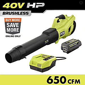 40V HP Brushless Whisper Series 160 MPH 650 CFM Leaf Blower Cordless with 4.0 Ah Battery and Charger