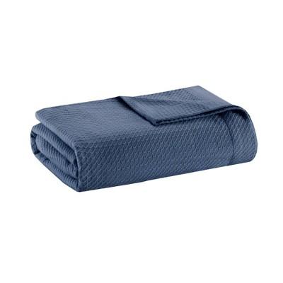 King Textured Cotton Bed Blanket Blue