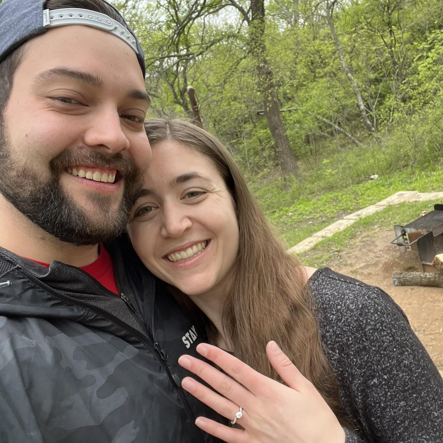 Taken the day of the proposal. Fun fact I was so terrified I fell down a hill.