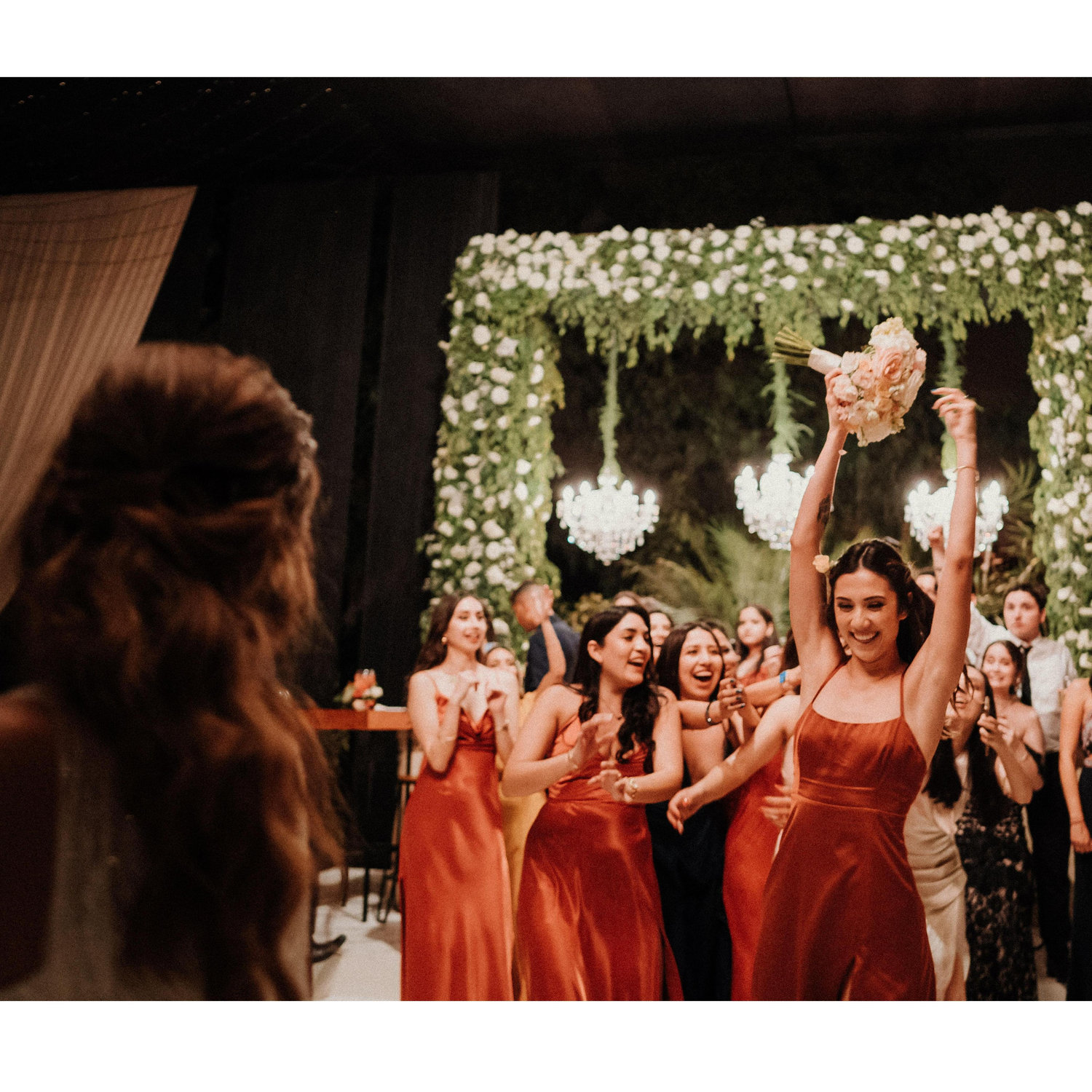 Shannon caught the bouquet at Antu's wedding