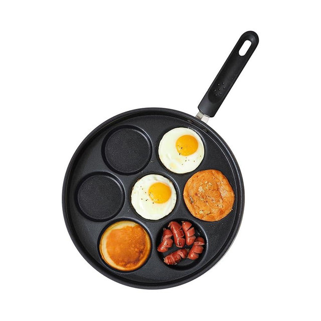 sisem 7-Cup Egg Frying Pan Skillet, Non Stick Egg Cooker Pan, Omelet Pan For Breakfast Pancake, Crepe Pan Gas Stove & Electronic (11.4in(7-cup eggpan))
