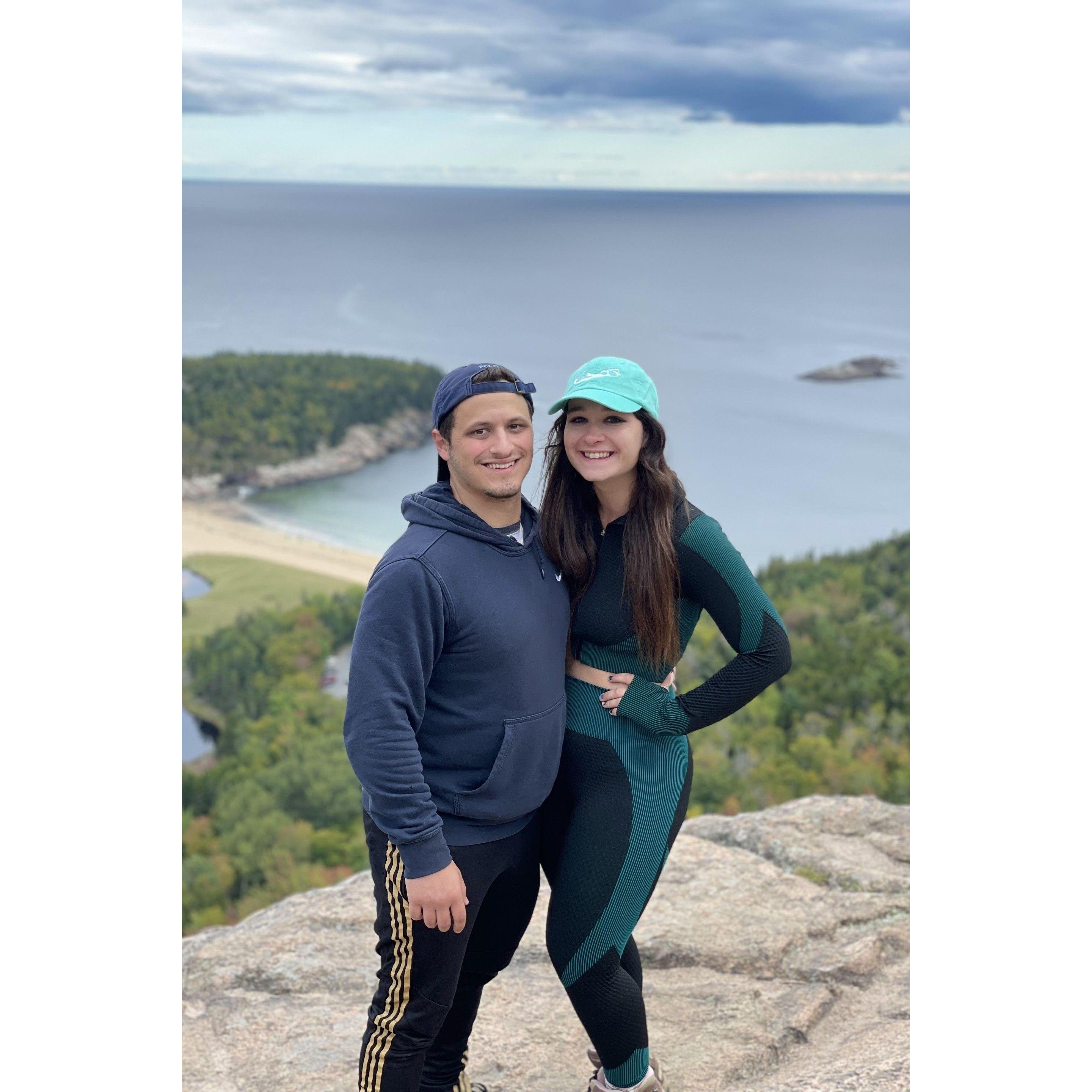 Hiking Beehive trail in Acadia National Park, Maine