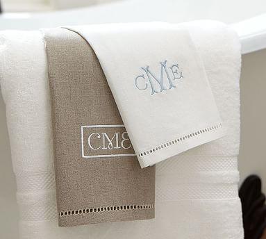 Linen Hemstitch Guest Hand Towels - Set of 2