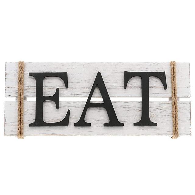 Barnyard Designs Eat Wood Wall Art Sign Rustic Primitive Farmhouse Country Kitchen and Home Wall Decor 17" x 7”