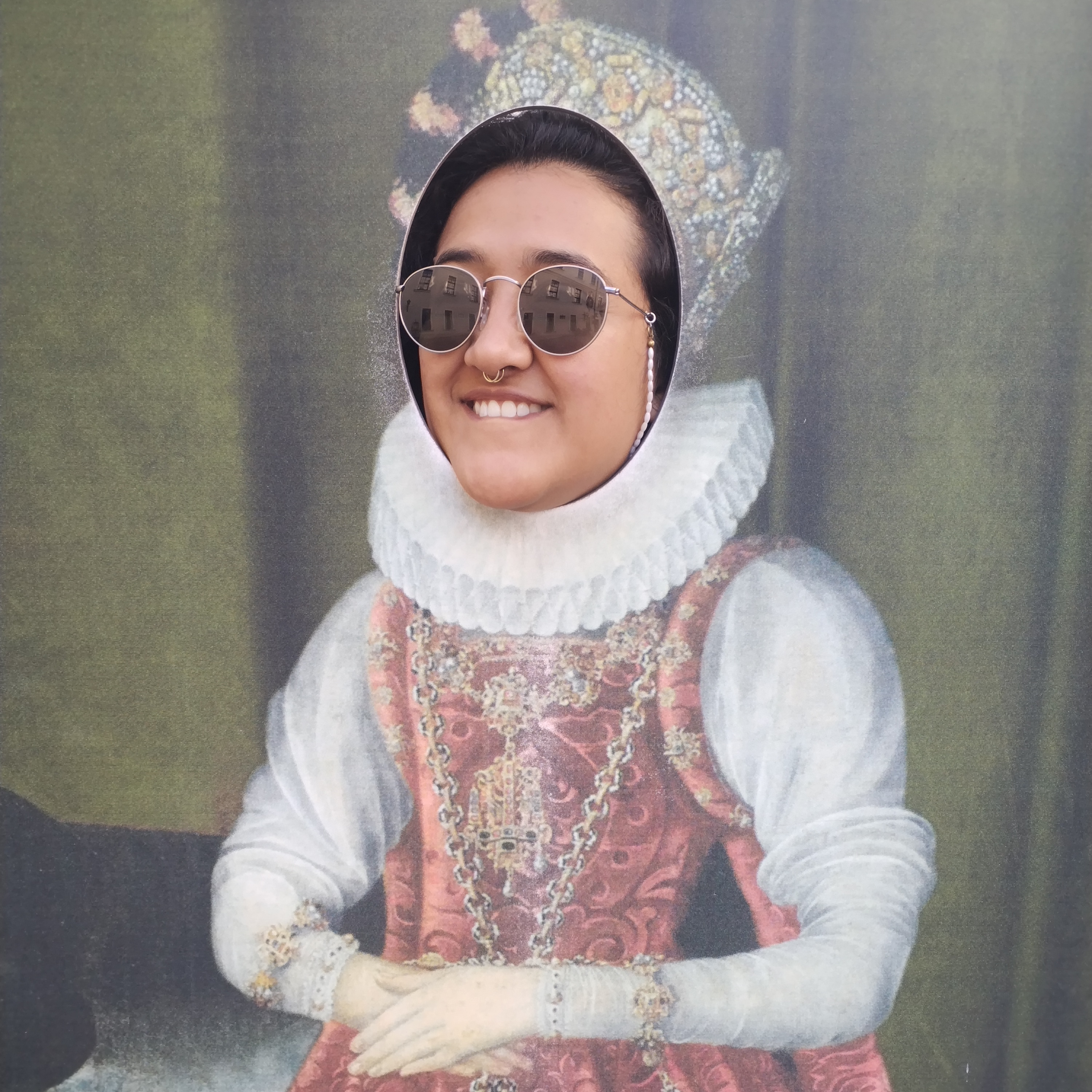 From our trip to Szczecin. They had these portraits of old monarchs—and clearly, we had a little too much fun with them.