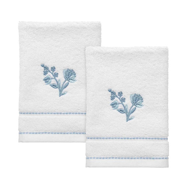 Izod - Fingertip Towels, Soft & Absorbent Cotton, Floral Bathroom Decor, Set of 2 (Mystic Collection, White)