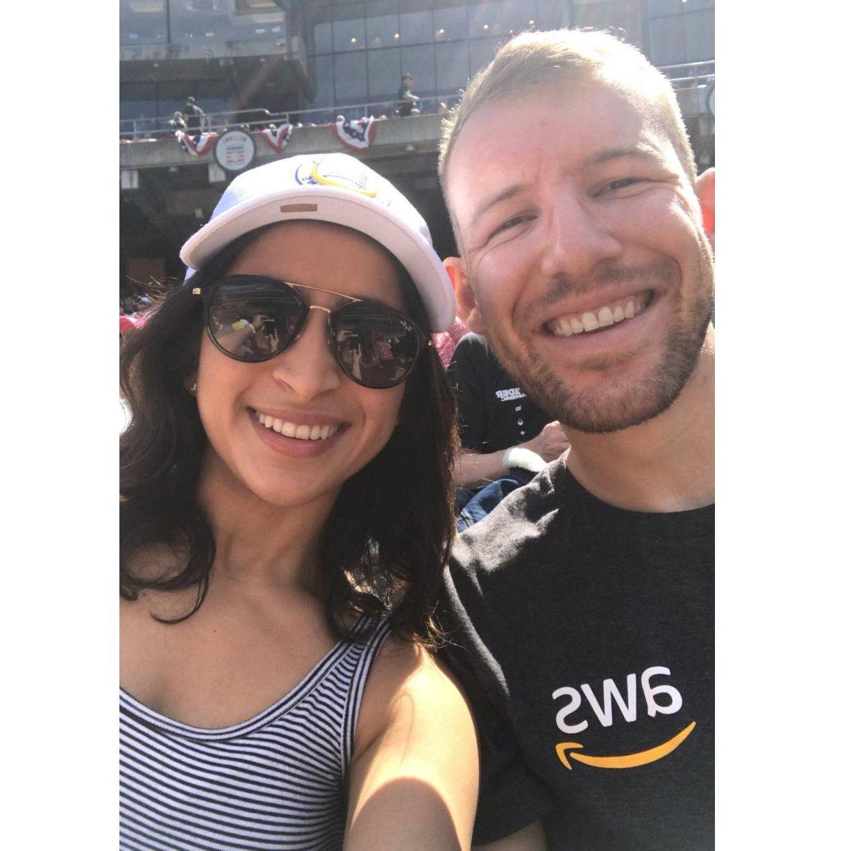 Baseball games are good luck for the couple. The evening after their first baseball game together, the couple said I love you for the first time and made their relationship "official!"