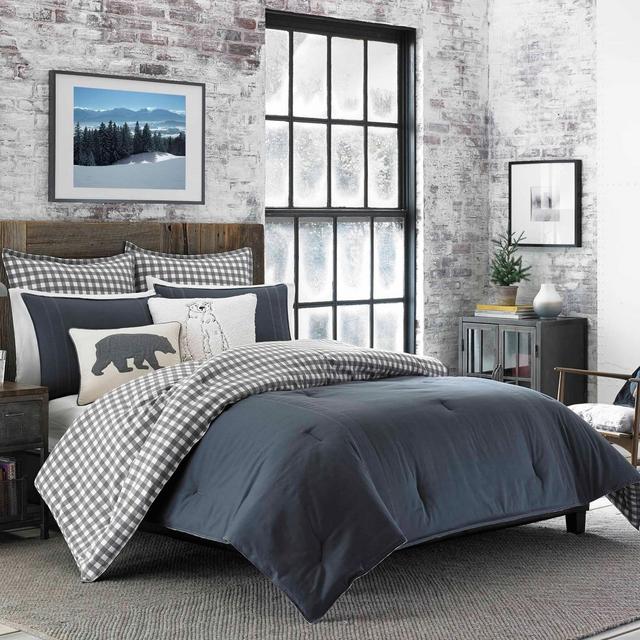 Eddie Bauer King Kingston Duvet Cover Set Charcoal
