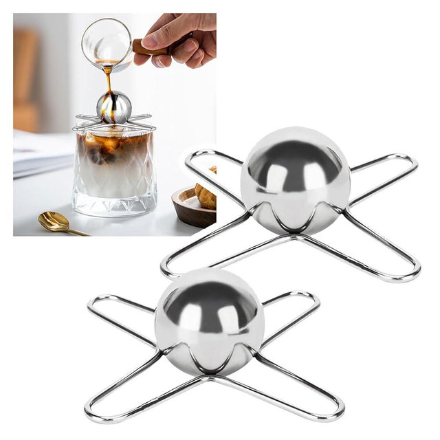 HSOKEW 2Pcs Espresso Frozen Ball, Espresso Coffee Cooler 304 Stainless steel Chilling Coffee Espresso Ball Espresso Machine Accessories for Iced Coffee Bourbon, Scotch, and Cocktails