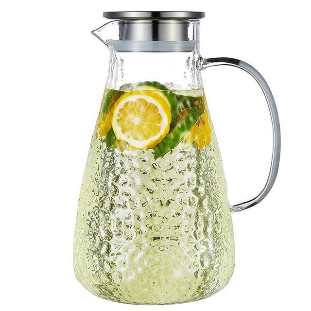 Karafu 78 Oz Glass Pitcher with Lid & Safe Packing, Heat Resistance Glass Jug for Hot/Cold Water, Ice Tea and Juice Beverage