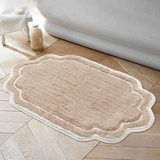 Home Weavers Allure Collection 100% Cotton Tufted Bathroom Rug, Soft and Absorbent Bath Rugs, Non-Slip Bath Carpet, Machine Wash Dry Bath Mats for Bathroom Floor, 24"x40" Bath Rug, Linen