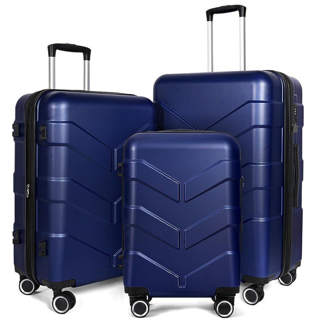 TILYMOL Luggage Sets 3 Piece with Spinner Wheel, Hardside Suitcase Set with TSA Lock, Expandable Travel Luggage for Men and Women, Blue