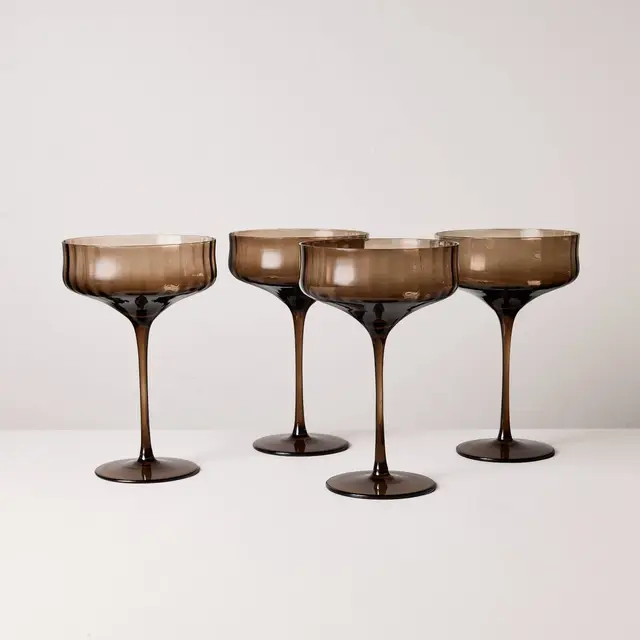 Set of 4 12oz Coupe Glasses Brown - Hearth & Hand™ with Magnolia