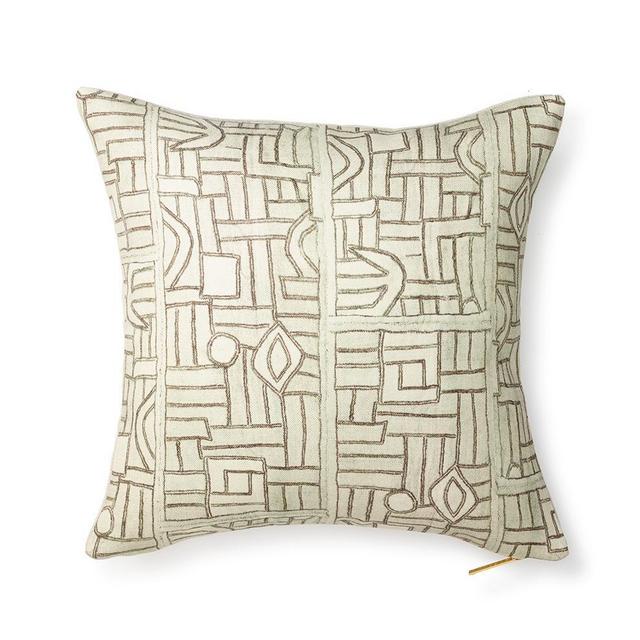 ECRU MAZE KUBA CLOTH THROW PILLOW