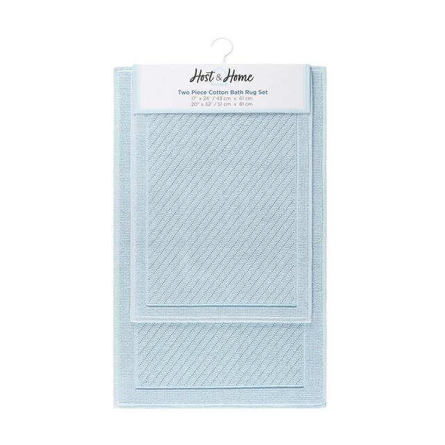 Host & Home Cotton 2-Piece Bath Rug Set 17x24/20x32 Light Blue