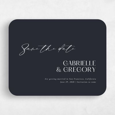 Black Rounded Wedding Save the Date - Sundell Landscape