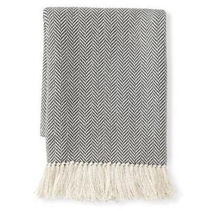 Mini Chevron Cotton Throw, 50" X 60", Gray